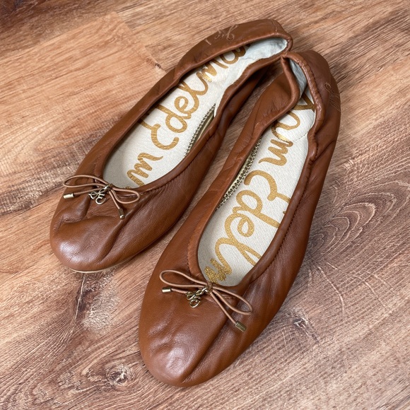 Sam Edelman Felicia leather ballet flats shoes size 10.5 bows brown capsule - Picture 1 of 8